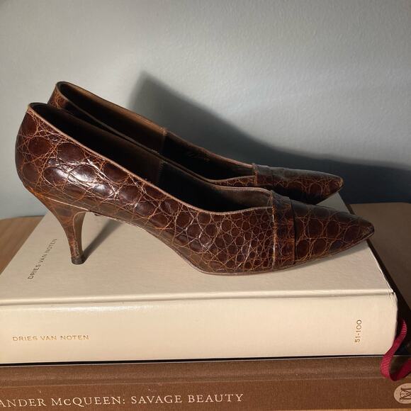 Vintage Amano Weinman's 1950/60s Handmade Crocodile Pumps Exquisite ~ Sz 8N - Picture 4 of 7
